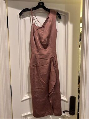 Reiss One-Shoulder Dusty Rose Midi Dress